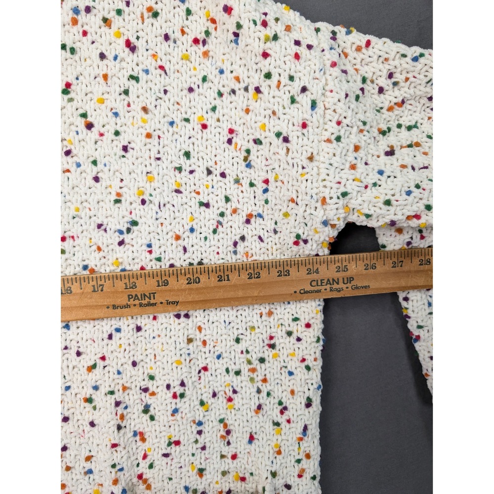 Moon & Madison Confetti Knit Cardigan Sweater SSC148 White Multi Medium - Picture 6 of 7
